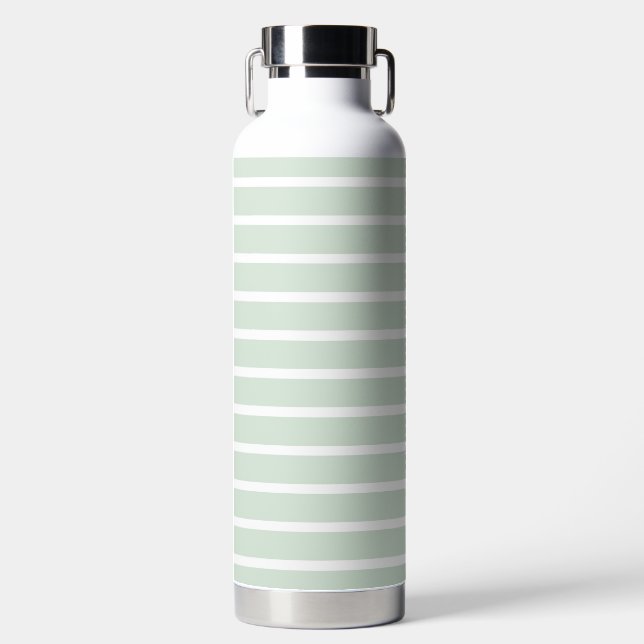 Pastellgrüne Streifen Trinkflasche (Vorderseite)