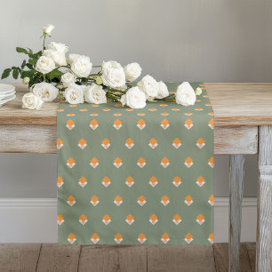 Pastellgrüner Läufer Groovy 70er Blumen Tisch Look
