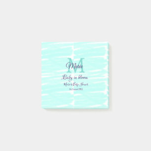 Pastellgrünes Baby in Bloom Monogramm Baby Shower Post-it Klebezettel