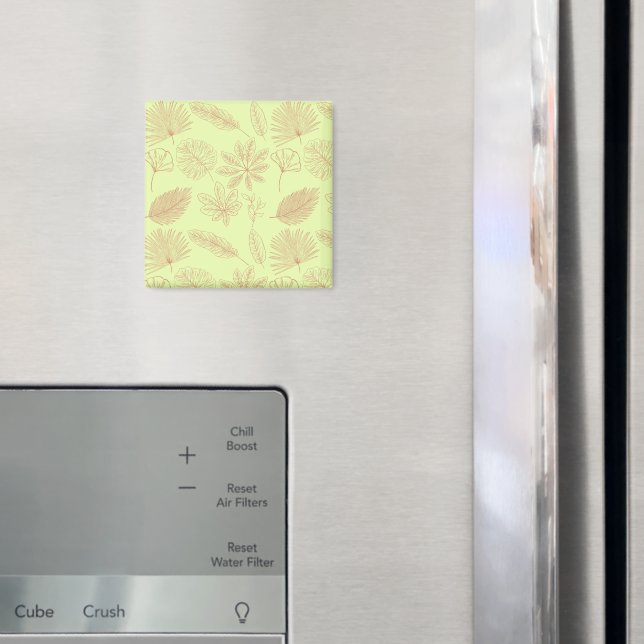 Pastellgrünes und Beiges Blätter-Muster  Magnet (In Situ (Kühlschrank))