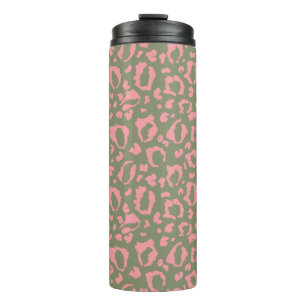 Pastellgrünes und rosa Leopardenprintmuster Thermosbecher