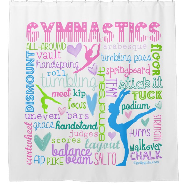 Pastellgymnastik fasst Typografie ab Duschvorhang (Vorderseite)