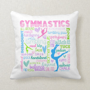 Pastellgymnastik fasst Typografie ab Kissen