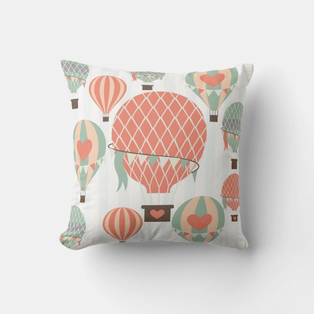 Pastellheißluft-Ballon-steigendes Streifen-Kissen Kissen (Vorderseite)