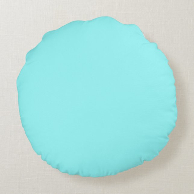Pastellhellblau Grün schlichte Farbe Rundes Kissen (Rückseite)