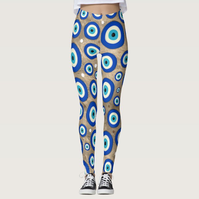 Pastellhintergrund des griechischen Blicksmusters Leggings (Vorderseite)