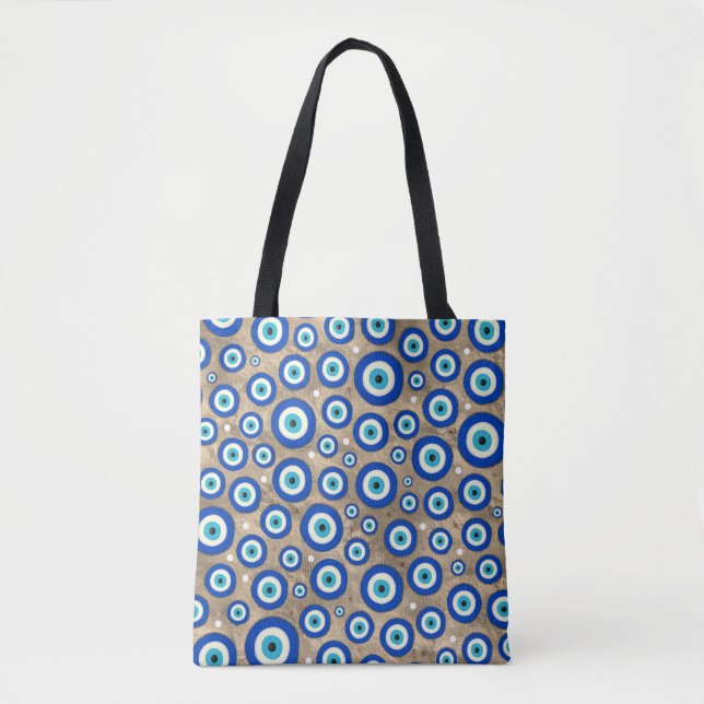 Pastellhintergrund des griechischen Blicksmusters Tasche (Vorderseite)