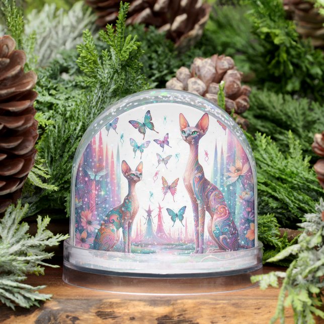 Pastellkatzen und Schmetterlinge Schneekugeln (Winter)