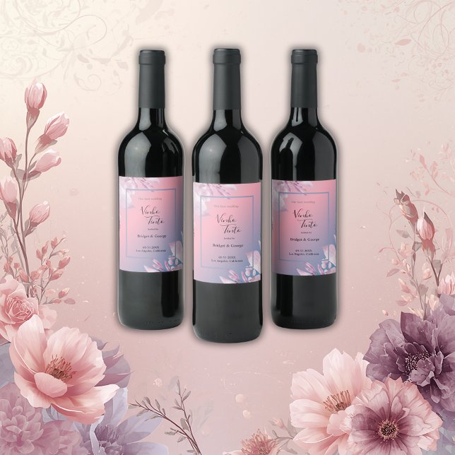 Pastellkirschblüte Sakura Hochzeit Weinetikett (Von Creator hochgeladen)
