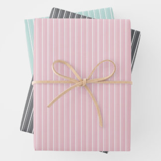 Pastellkombination aus Grau, Pink, Minzstreifen Geschenkpapier Set