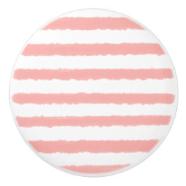 Pastellkoralle Pink Weiße Wasserfarben Streifen Keramikknauf