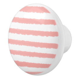 Pastellkoralle Pink Weiße Wasserfarben Streifen Keramikknauf