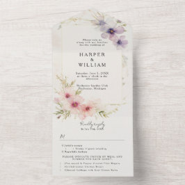 Pastellkosmos Blume uAwg Hochzeit All In One Einladung