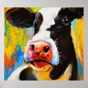 Pastellkuh Portrait Moderne Malerei Poster