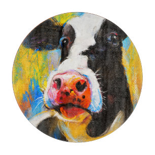 Pastellkuh Portrait Moderne Malerei Schneidebrett