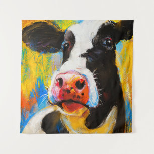 Pastellkuh Portrait Moderne Malerei Wandteppich