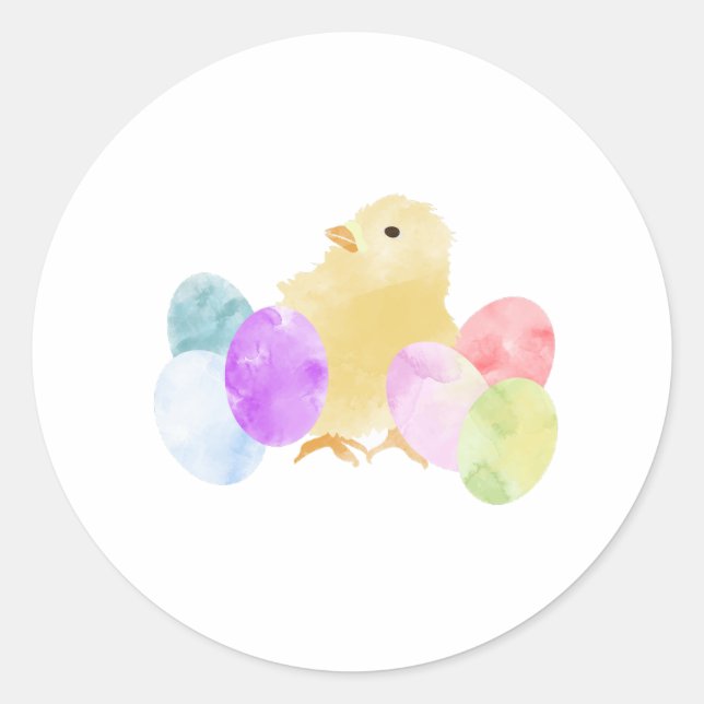 Pastellküken mit Eierdesign Runder Aufkleber (Vorderseite)