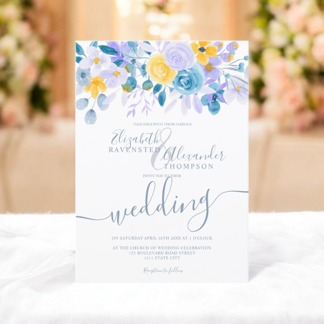 Pastelllavender grau-orangefarbene Winterhochzeit Einladung (Pastel lavender gray orange floral winter wedding invitation)