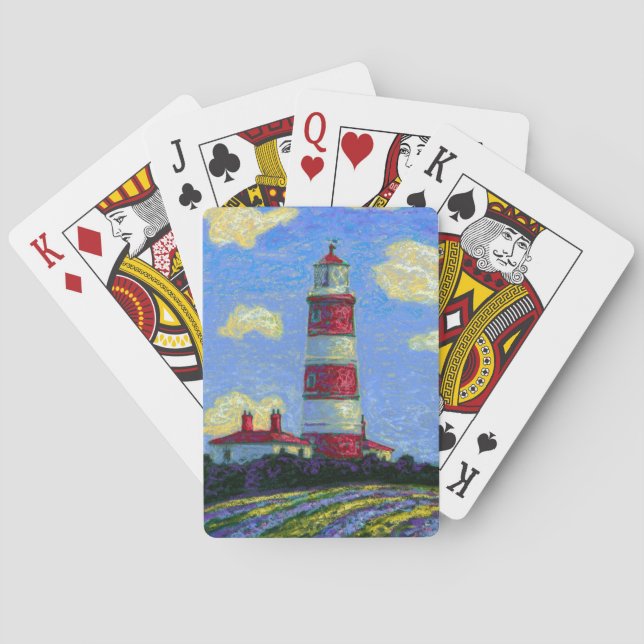 Pastellleuchtturm-und Lavendel-Felder Spielkarten (Rückseite)