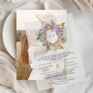 Pastelllila Blumeneinlass Hochzeitswappen