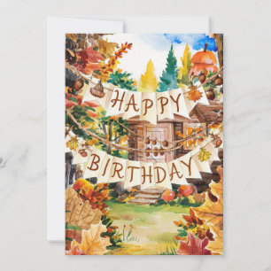 Pastellmagische Jahreszeit Herbst glücklich Geburt Karte