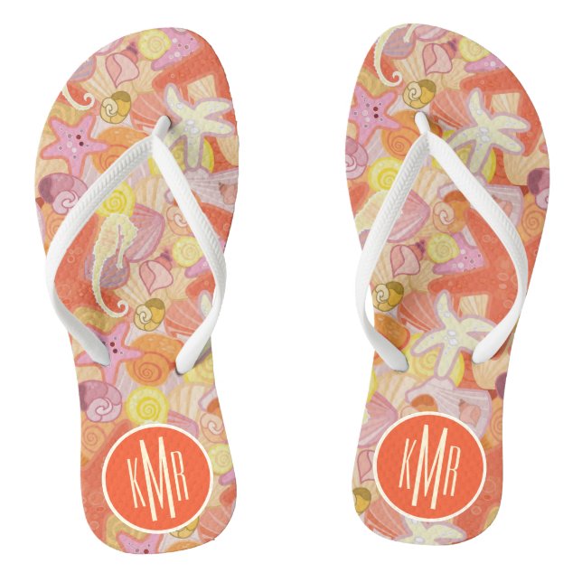 Pastellmeer-Kreaturen| Monogramm Flip Flops (Fußbett)
