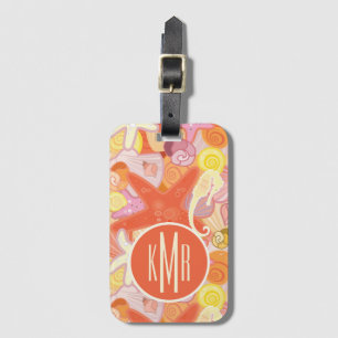 Pastellmonogramm der seegeschöpf- gepäckanhänger