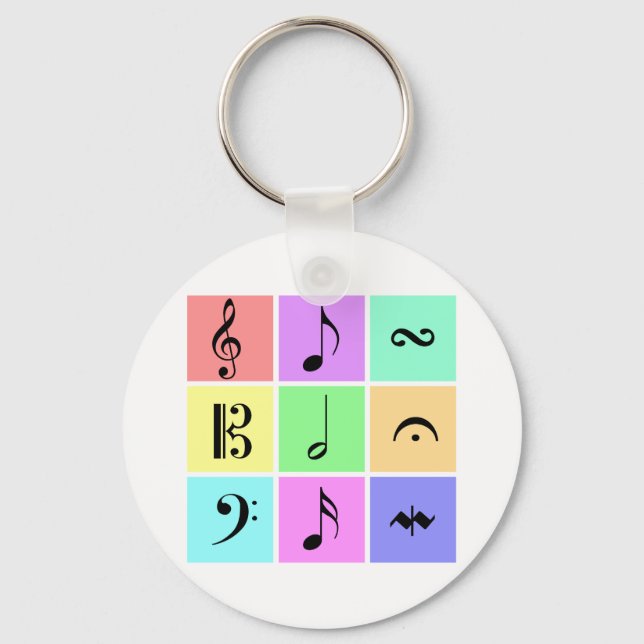 Pastellmusiksymbole Schlüsselanhänger (Vorderseite)