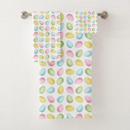 Pastellmuster aus Wasserfarben-Oster-Eiern Badhandtuch Set