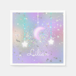 Pastellnachthimmel glühende Mond-Sterne Glitzer ni Serviette