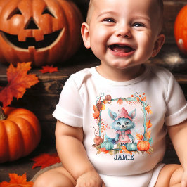 Pastellname Niedlich Blue Fox Pumpkin Patch Hallow Baby Strampler