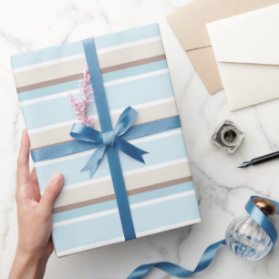 PastellOcean Blau Beige Braun Weiße Streifen Muste Geschenkpapier