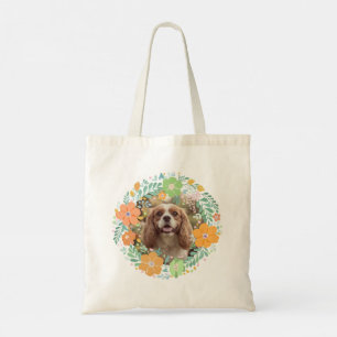Pastellorange Cavalier King Charles Spaniel Floral Tragetasche