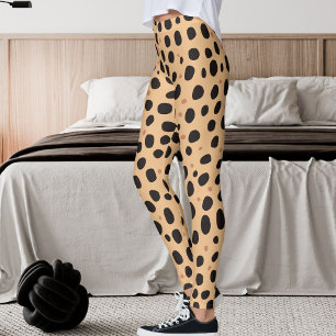 Pastellorange Dunkelgraue Flecken Safari Leoparden Leggings