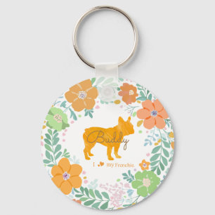 Pastellorange Französische Bulldogge Silhouette Fo Schlüsselanhänger
