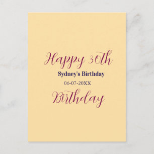 Pastellorange glücklicher 30. Geburtstag Name Datu Postkarte