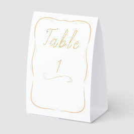 Pastellorange Hochzeitstisch-Schild Tischaufsteller