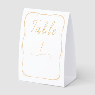Pastellorange Hochzeitstisch-Schild Tischaufsteller