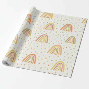 Pastellorange und gelbe Boho-Regenbögen Muster  Geschenkpapier