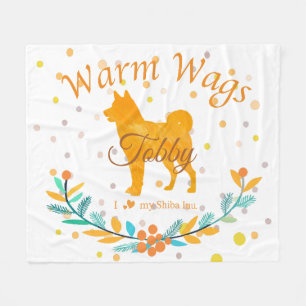 Pastellorange Weihnachten - Shiba Inu Maßanfertigu Fleecedecke