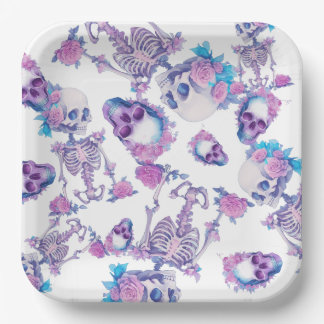 Pastelloween Skulls Pappteller