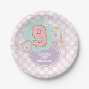 Pastellpastellpflaster 9. Geburtstag Pappteller