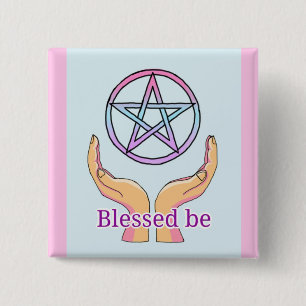 PastellPentagramm "Blessed ist" Pentagram Button