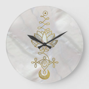 Pastellperle Unalome Lotus Symbol Große Wanduhr