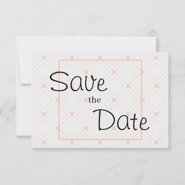 Pastellpfirsich und Cream Geometric Save The Date (Vorderseite)