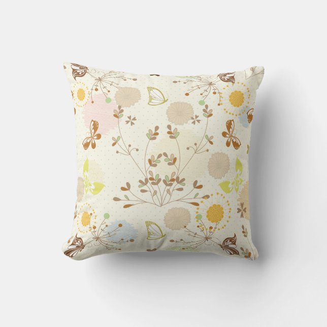 Pastellpflaster mit farbigem Blumenwirbel Kissen (Vorderseite)