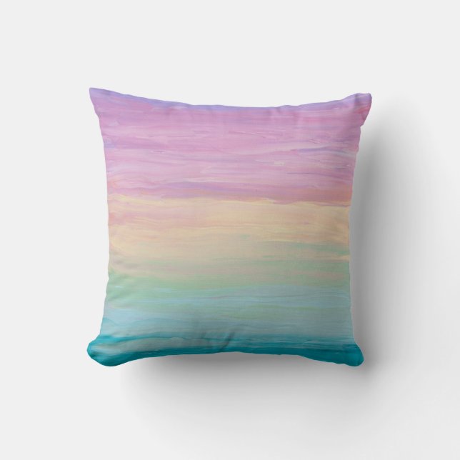 Pastellregenbogen farbige abstrakte Malerei Kissen (Vorderseite)