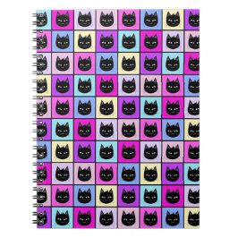 Pastellregenbogen-Katzen-Muster Notizblock