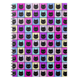 Pastellregenbogen-Katzen-Muster Notizblock