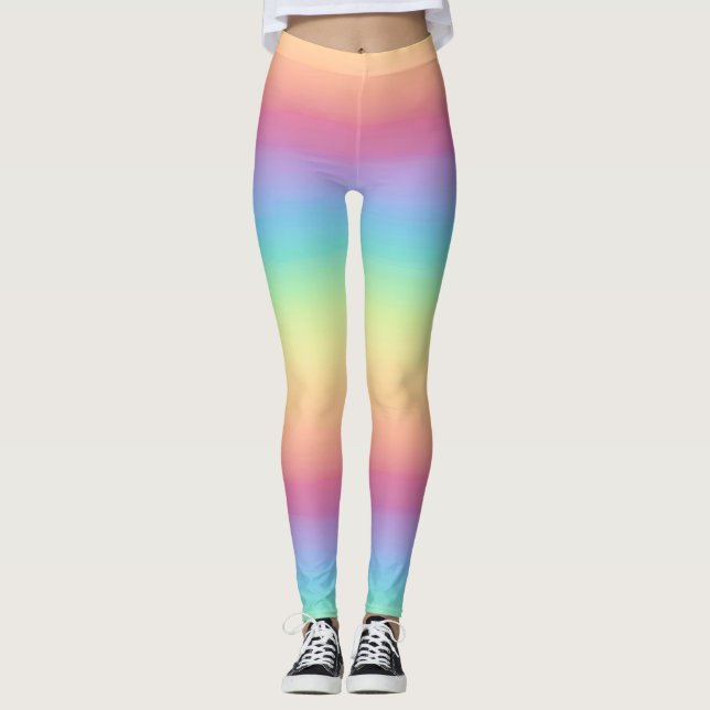Pastellregenbogen Ombre Leggings (Vorderseite)